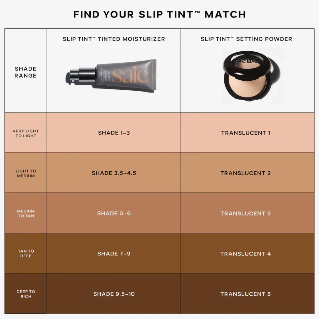 Saie Slip Tint – Lightweight Tinted Moisturizer with Mineral Zinc SPF 35 & Hyaluronic Acid