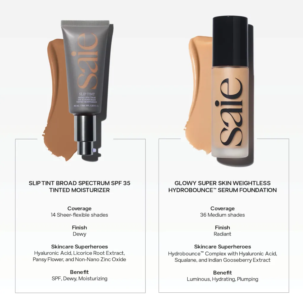 Saie Slip Tint – Lightweight Tinted Moisturizer with Mineral Zinc SPF 35 & Hyaluronic Acid