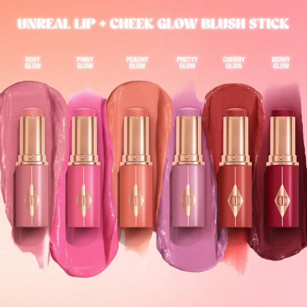 Charlotte Tilbury Unreal Lip + Cheek Glow Blush Stick with Hyaluronic Acid
