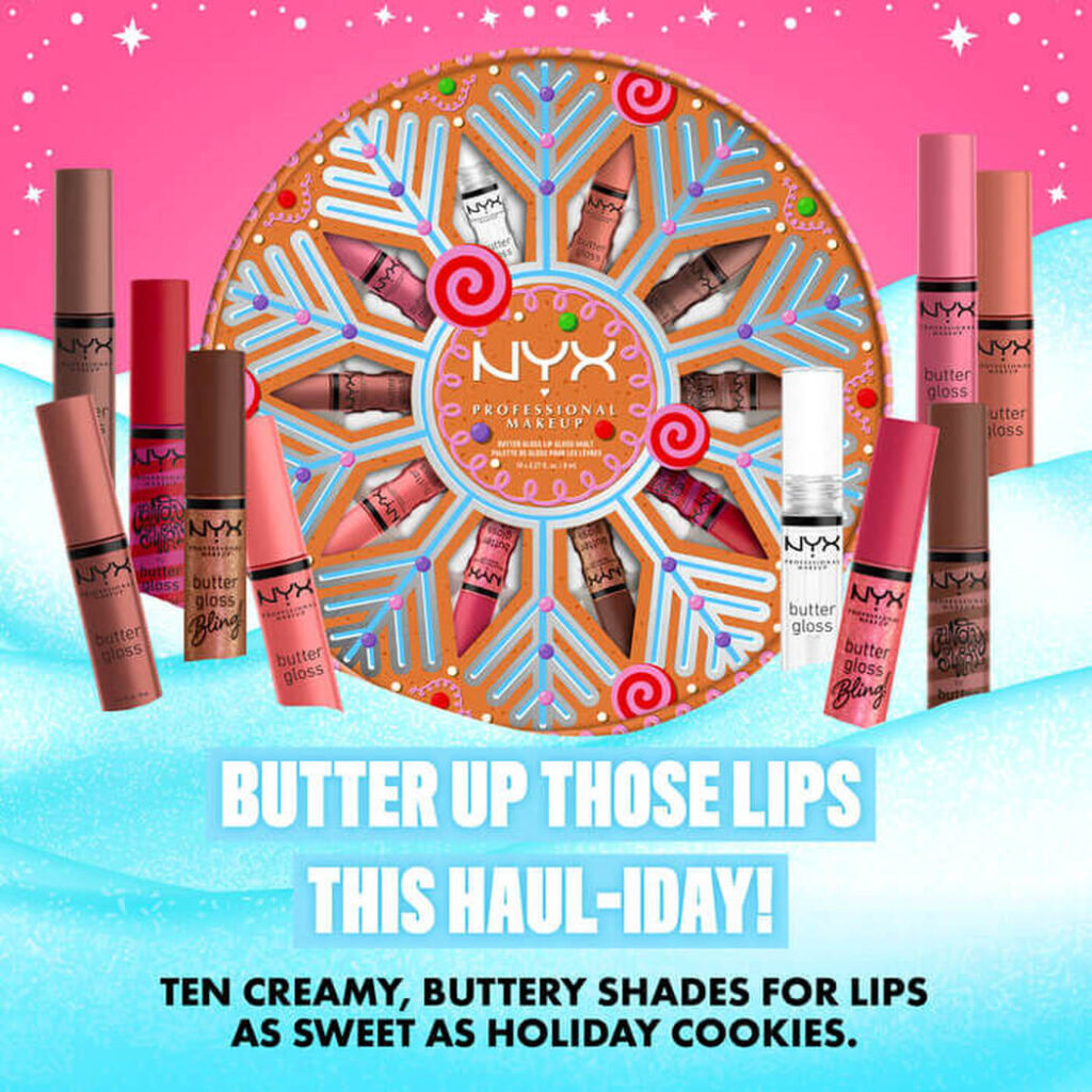 مجموعة هدايا لامعة من NYX Holiday Butter Gloss Vault