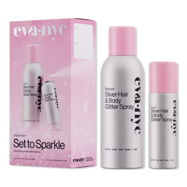 Eva Nyc Kweeen Silver Glitter Hair & Body Duo Set