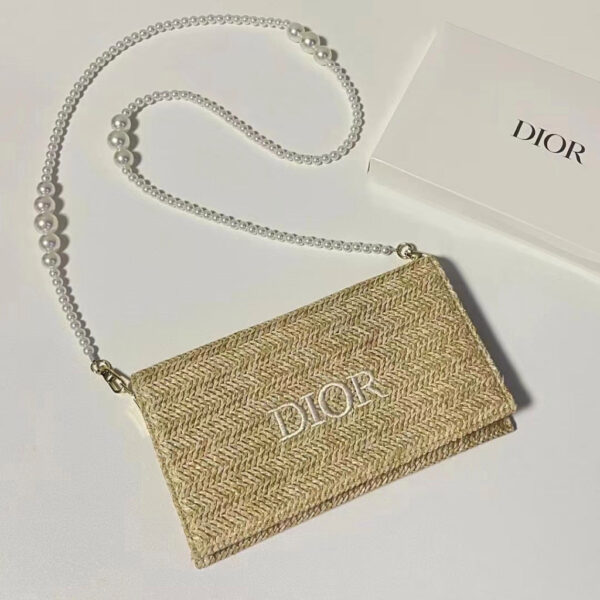Dior Woven Bag with Pearl Shoulder Strap