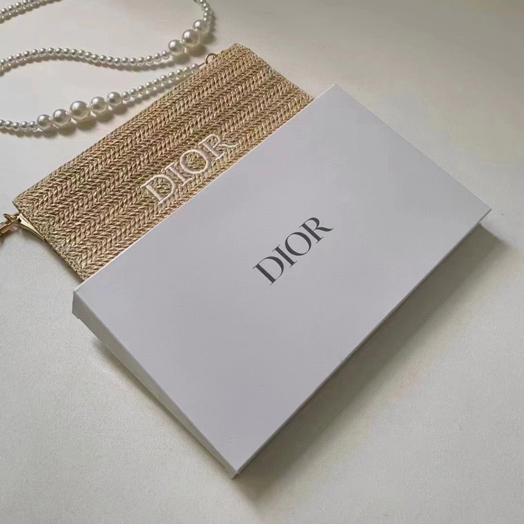 Dior Woven Bag with Pearl Shoulder Strap