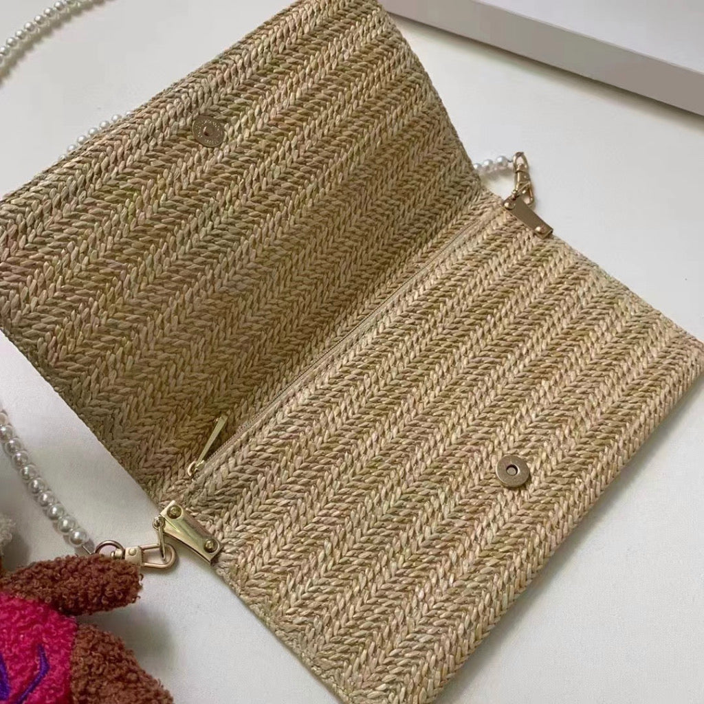 Dior Woven Bag with Pearl Shoulder Strap