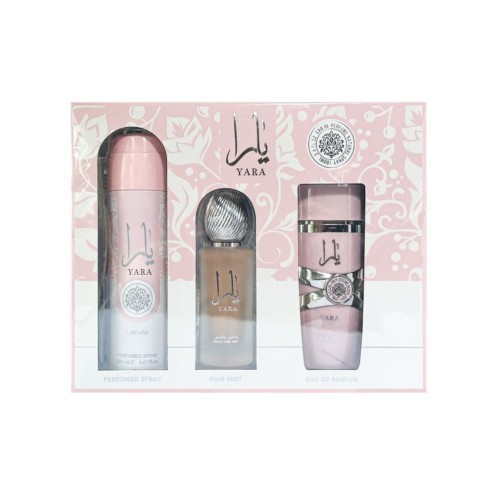 مجموعة هدايا لطافة يارا عطر أو دو بارفان 100 مل ورذاذ معطر 200 مل ورذاذ شعر 50 مل
