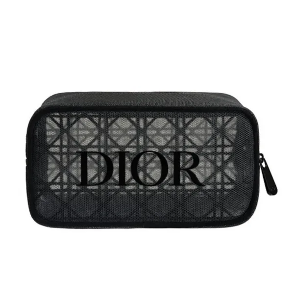 DIOR Black Mesh Makeup Bag Cosmetic Pouch