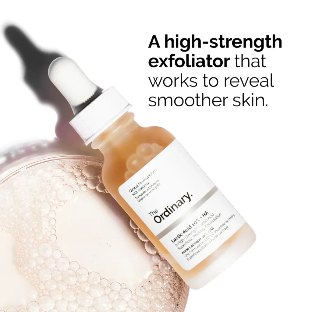 سيروم تقشير عالي القوة من The Ordinary Lactic Acid 10% + HA 2% لملمس غير متساوي