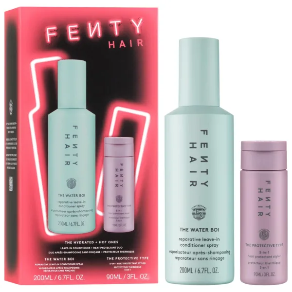 Fenty Beauty by Rihanna The Hot & Hydrated Ones Heat Protectant & Leave-In Conditioner Hair Gift Set