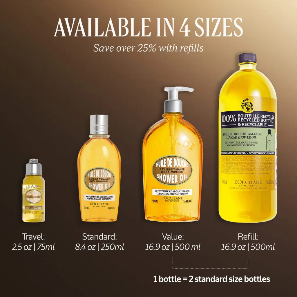L’Occitane Cleansing And Softening Refillable Shower Oil With Almond Oil