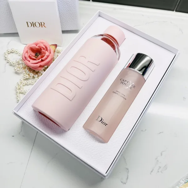 Dior Pink Water Bottle & Capture Totale Intensive Essence Lotion 5oz Set