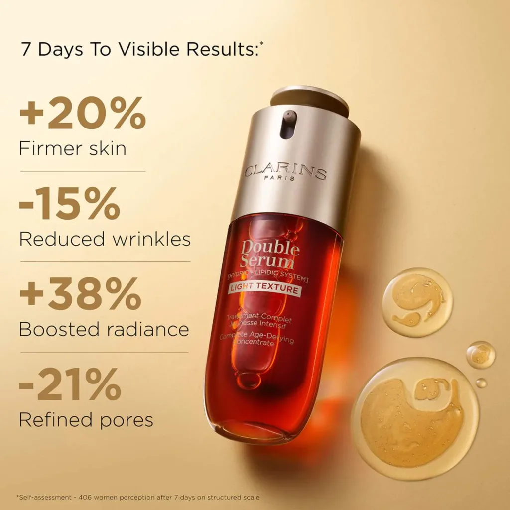 Clarins DOUBLE SERUM® Light Texture To Firm, Boost Radiance & Refine Pores