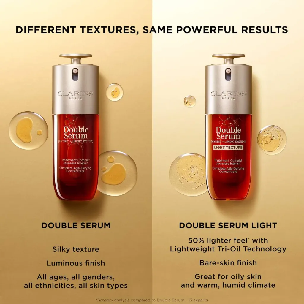 Clarins DOUBLE SERUM® Light Texture To Firm, Boost Radiance & Refine Pores