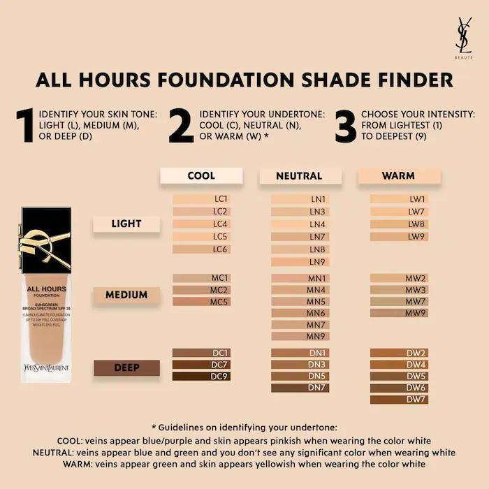 Yves Saint Laurent YSL All Hours Luminous Natural Matte Foundation 24H Longwear SPF 30 with Hyaluronic Acid