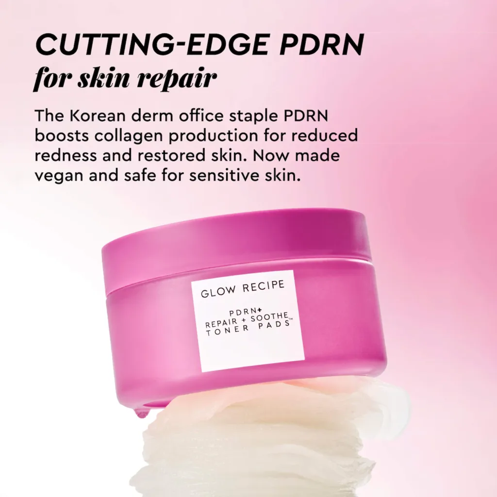 Glow Recipe PDRN Repair + Soothe Korean Prickly Pear Toner Pads for Skin Barrier Repair