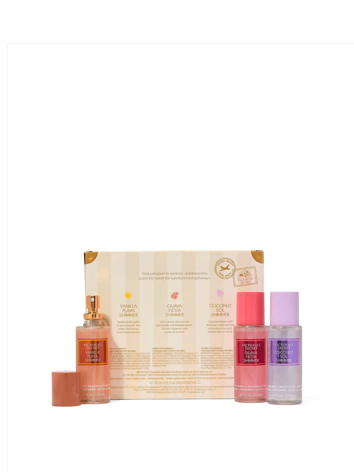 Victoria Secret Body Fragrance 3-Piece Getaway Shimmer Gift Set ft. Exclusive Summer Scents