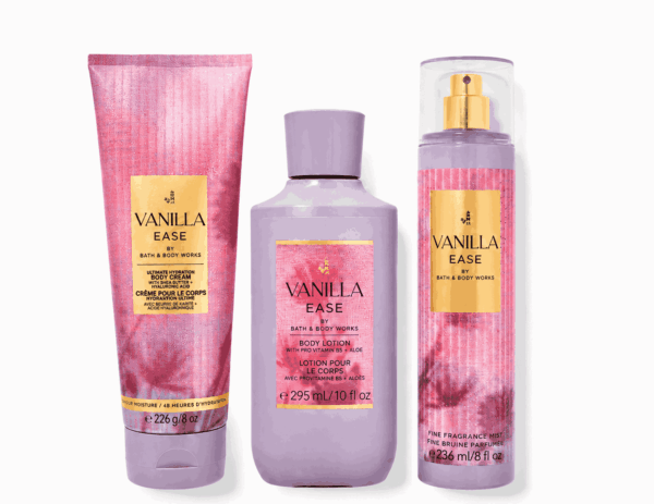Bath & Body Works Vanilla Ease Mist ,Body Lotion & Body Cream Set