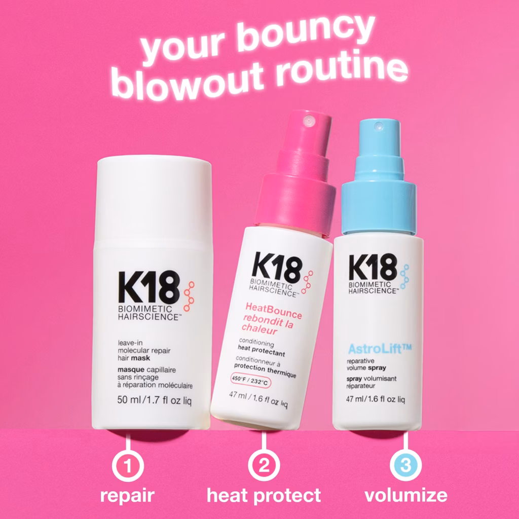 مجموعة K18 Biomimetic Hairscience لتصفيف الشعر المنزلي