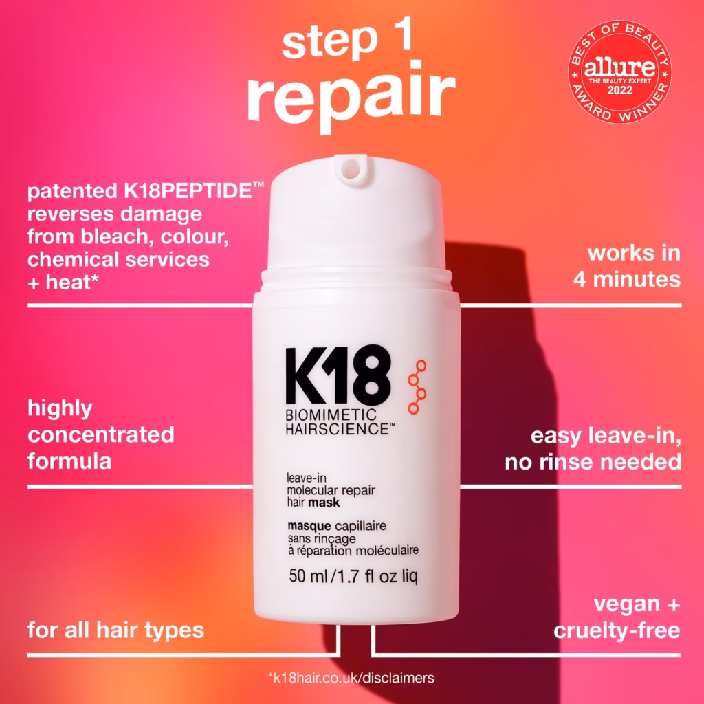 مجموعة K18 Biomimetic Hairscience لتصفيف الشعر المنزلي