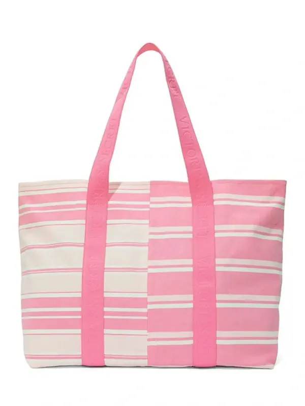 Victoria’s Secret Stripe Pink Canvas Tote Bag
