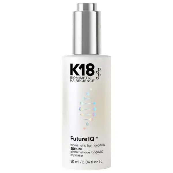 سيروم K18 Biomimetic Hairscience FutureIQ™ لإطالة عمر الشعر، ومكافحة الشيب، وترقق الشعر، وشيخوخة فروة الرأس