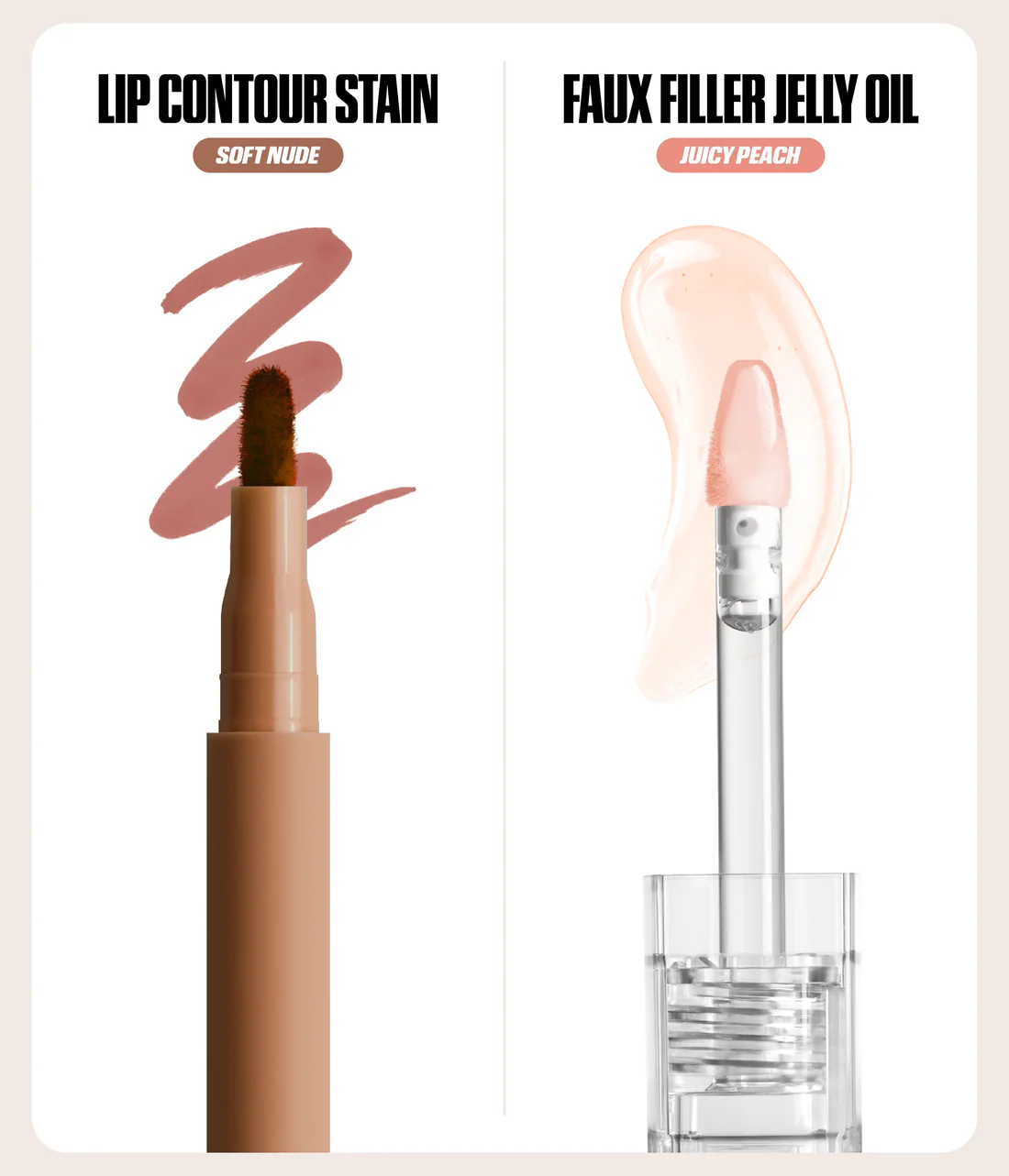 HUDA BEAUTY Make Out Sesh Lip Stain and Lip Gloss Duo PEACHY NUDES