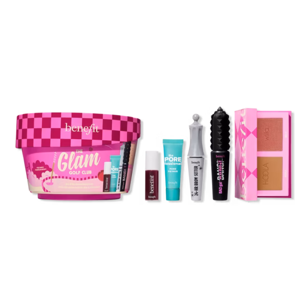 Benefit Cosmetics The Glam Golf Club Mini Full-Face Makeup Set Bestselling Travel-Size Essentials