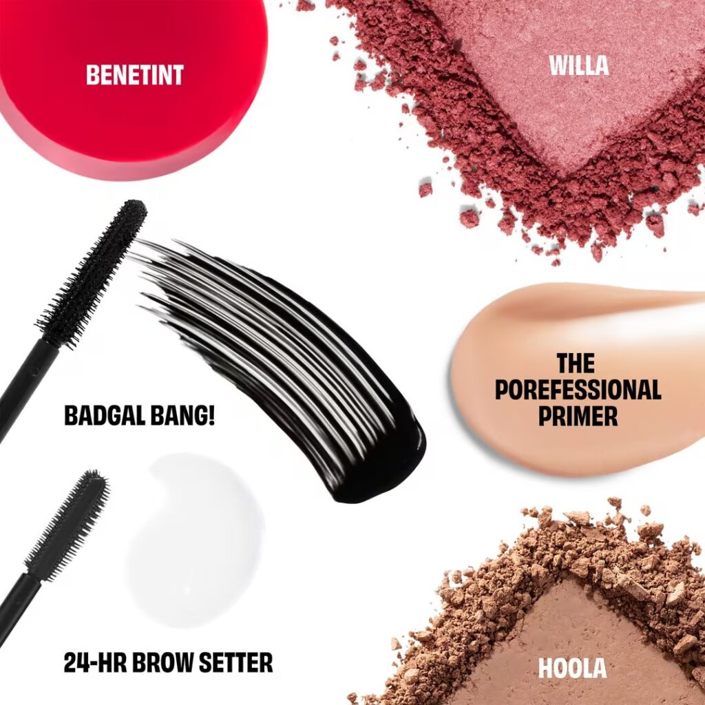 Benefit Cosmetics The Glam Golf Club Mini Full-Face Makeup Set Bestselling Travel-Size Essentials