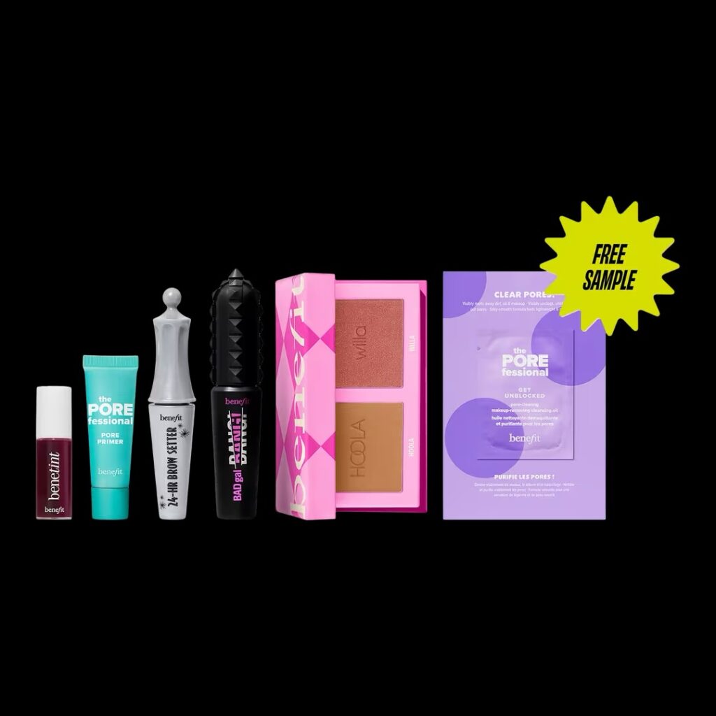 Benefit Cosmetics The Glam Golf Club Mini Full-Face Makeup Set Bestselling Travel-Size Essentials