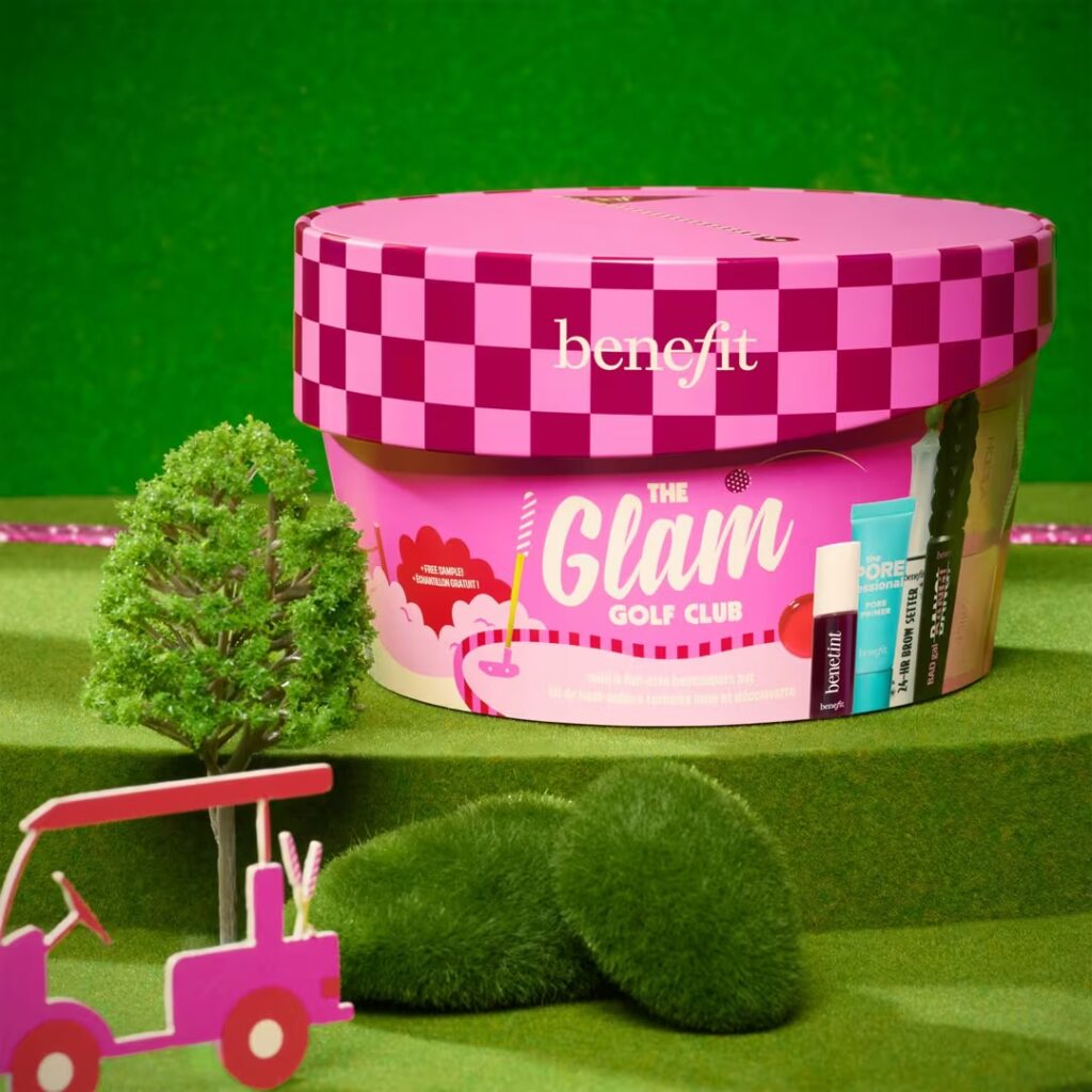 Benefit Cosmetics The Glam Golf Club Mini Full-Face Makeup Set Bestselling Travel-Size Essentials