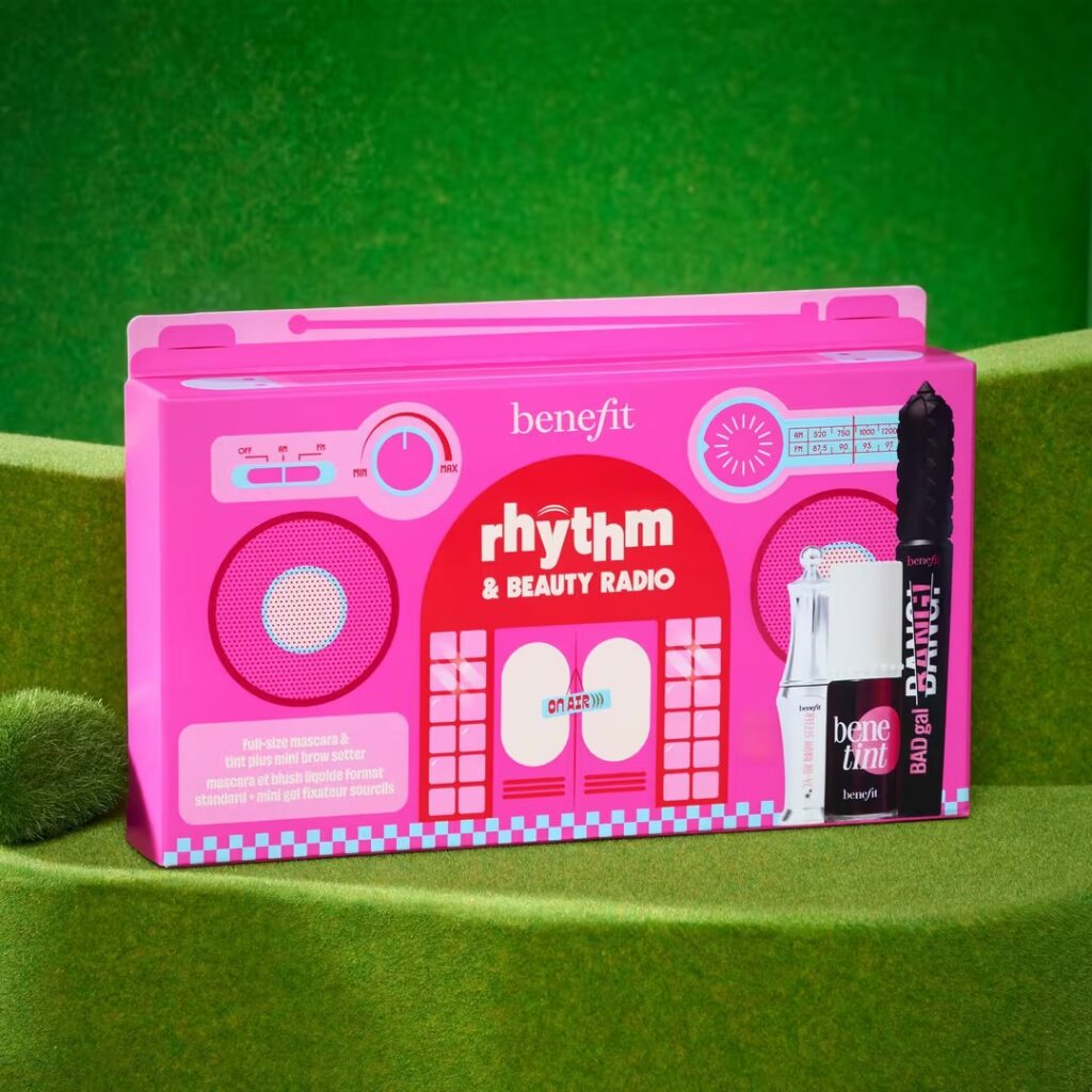 Benefit Cosmetics Rhythm & Beauty Radio Full-Size & Mini Lash, Brow, Lip & Cheek Bestsellers Trio