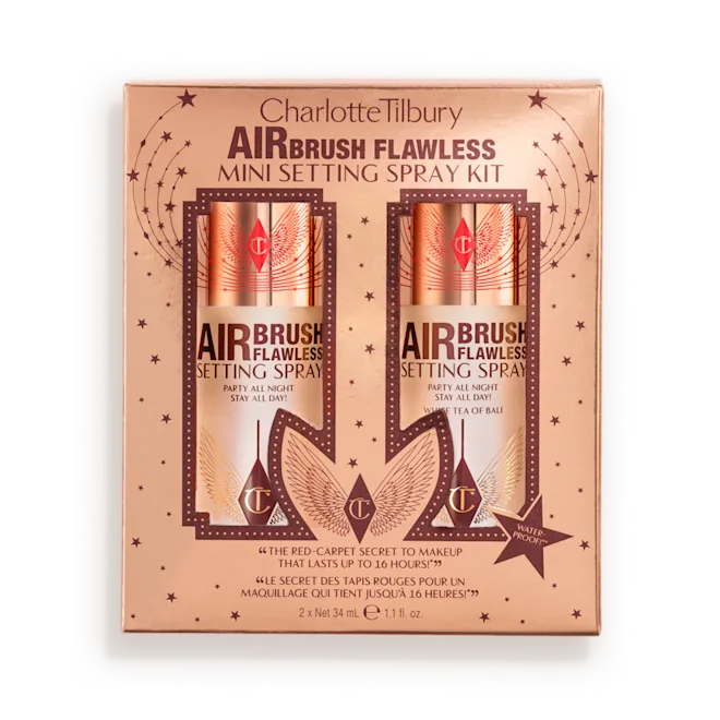مجموعة بخاخ تثبيت المكياج "إيربرش فلوليس" (Airbrush Flawless) بحجم مصغر من شارلوت تيلبوري