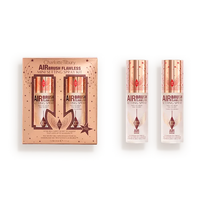 مجموعة بخاخ تثبيت المكياج "إيربرش فلوليس" (Airbrush Flawless) بحجم مصغر من شارلوت تيلبوري