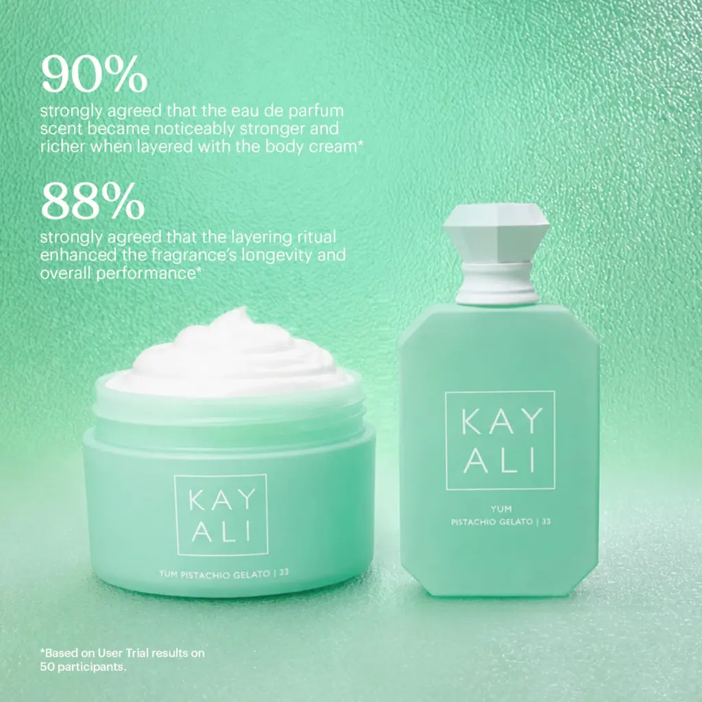 KAYALI Yum Pistachio Gelato | 33 Silk Soufflé Body Cream with Hyaluronic Acid + KAYALI Dream Elixir