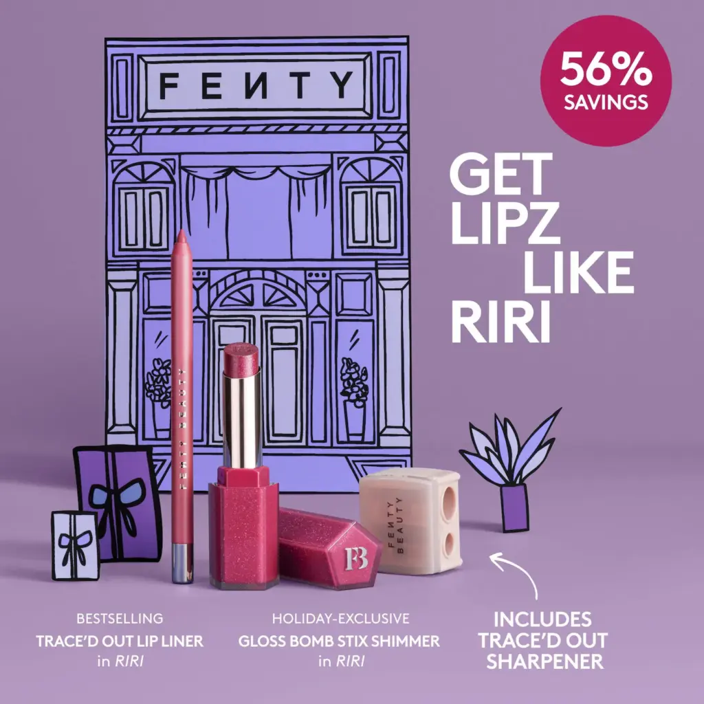 Fenty Beauty by Rihanna Lipz Like Riri 2-Piece Lip + Sharpener Makeup Gift Set