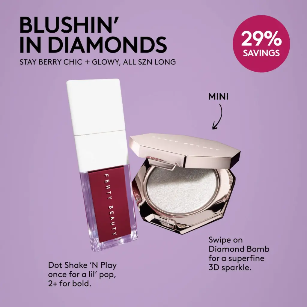 Fenty Beauty by Rihanna Blushin’ In Diamonds Liquid Blush + Highlighter Duo Makeup Gift Set