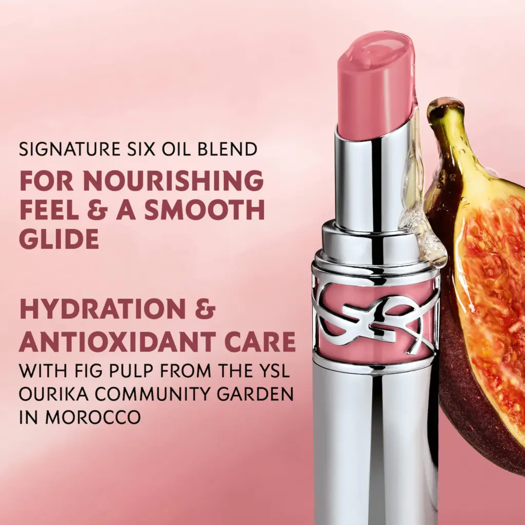 طقم هدايا "إيف سان لوران" (YSL) الثنائي: قلم زيت الشفاه "لوف شاين" (Loveshine) وملمع الشفاه الممتلئ.