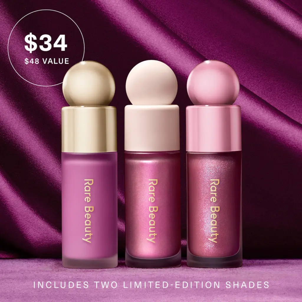 Rare Beauty by Selena Gomez Violet Faves Mini Cheek and Lip Trio Makeup Gift Set